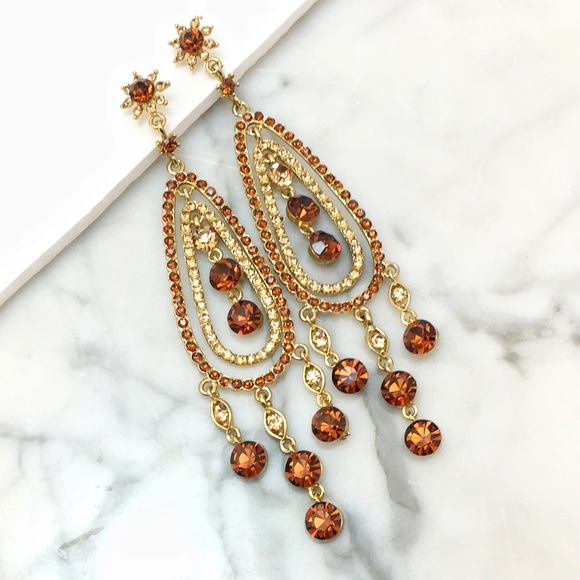 Swarovski Topaz Chandelier Event Earrings  e1 - Picture 2 of 4